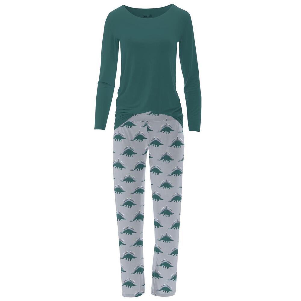 NEW KICKEE women's loosey goosey tee and pajama pants set in pearl blue menorahs